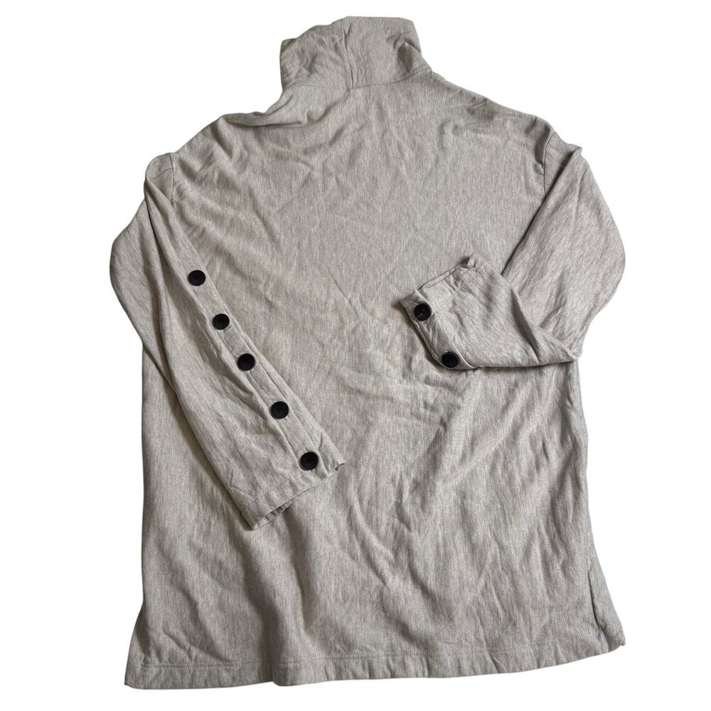 Capote Miley Turtle Neck Square Tunic w/ Buttons Bamboo Boxy Top Beige XS - Picture 4 of 10